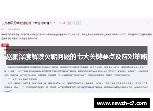赵鹏深度解读欠薪问题的七大关键要点及应对策略